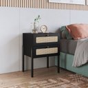 Ver imagem 1 de Mesa de Cabeceira 2 Gavetas Palhinha Pé Madeira Oslo Preto