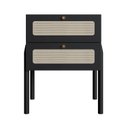 Ver imagem 2 de Mesa de Cabeceira 2 Gavetas Palhinha Pé Madeira Oslo Preto