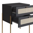 Ver imagem 7 de Mesa de Cabeceira 2 Gavetas Palhinha Pé Metal Dourado Oslo Preto
