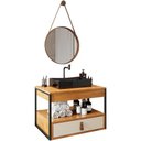 Ver imagem 1 de Gabinete de Banheiro com Espelho e Cuba Preta Preto-canela-off White-castanho