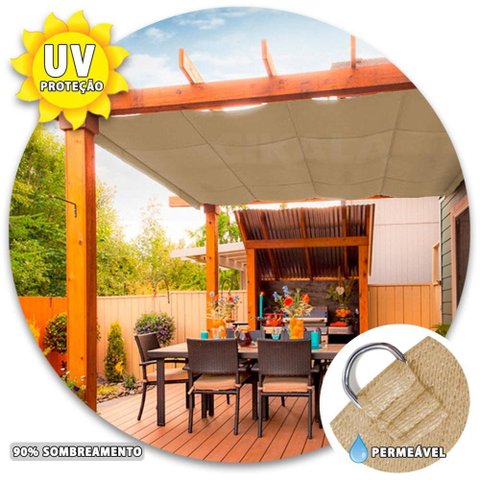Tela Sombreamento 14x2m Areia para Cobertura e Decorativa Cikala