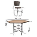 Ver imagem 3 de Conjunto Sala de Jantar Mesa Sextavada com 6 Cadeiras Brastubo Cromado/Amadeirado Escuro/Café News
