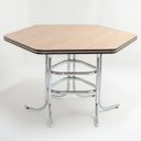 Ver imagem 4 de Conjunto Sala de Jantar Mesa Sextavada com 6 Cadeiras Brastubo Cromado/Amadeirado Escuro/Café News