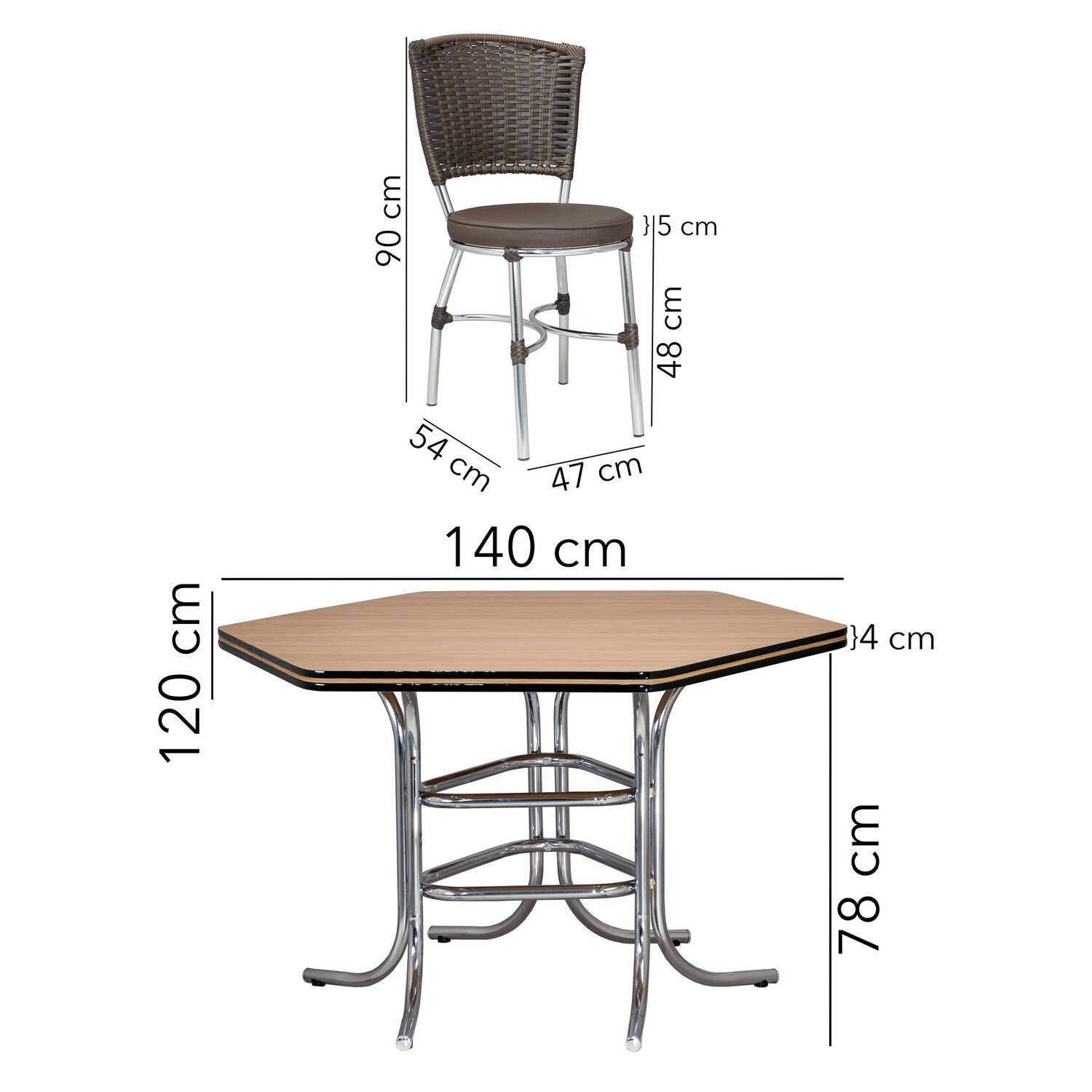 Conjunto Sala de Jantar Mesa Sextavada com 6 Cadeiras Brastubo - 3