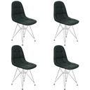 Ver imagem 1 de Kit 4 Cadeiras Estofadas Charles Eames Eiffel Botonê com Pés de Metal Cromado Preto Multicolorido