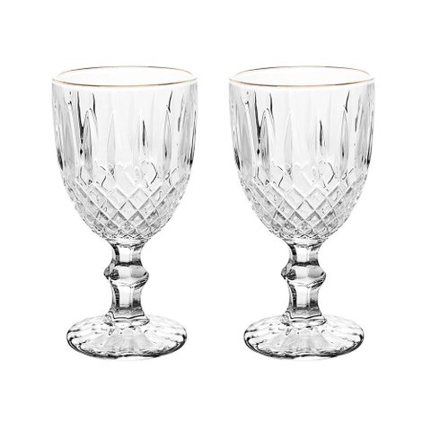 Jogo de Taças de Vidro Lumini Greek Fio de Ouro 320ml 2 Peças - Wolff