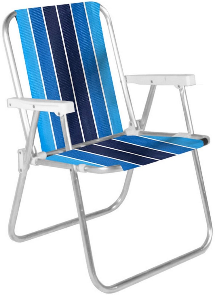 Cadeira de Praia Piscina Varanda Alta em Alumínio Suporta Até 90kg Dobrável Polietileno Lazer - Azul - 5