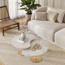 Ver imagem 1 de Kit 2 Mesas de Centro para Sala Design Orgânica Gaia com Metal Dourado e MDF Atenna