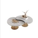 Ver imagem 2 de Kit 2 Mesas de Centro para Sala Design Orgânica Gaia com Metal Dourado e Mdf Atenna