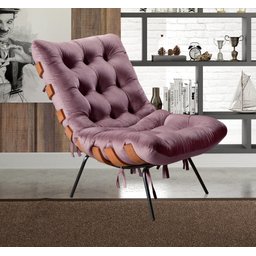 Poltrona Costela com Puff Base Fixa para Sala, Quarto - 7
