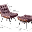 Ver imagem 2 de Poltrona Costela com Puff Base Fixa para Sala, Quarto Roxo