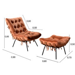 Poltrona Costela com Puff Base Fixa para Sala, Quarto - 3