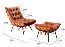 Ver imagem 3 de Poltrona Costela com Puff Base Fixa para Sala, Quarto Laranja Terracota