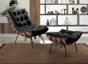 Ver imagem 1 de Poltrona Costela com Puff Base Fixa para Sala, Quarto Preto