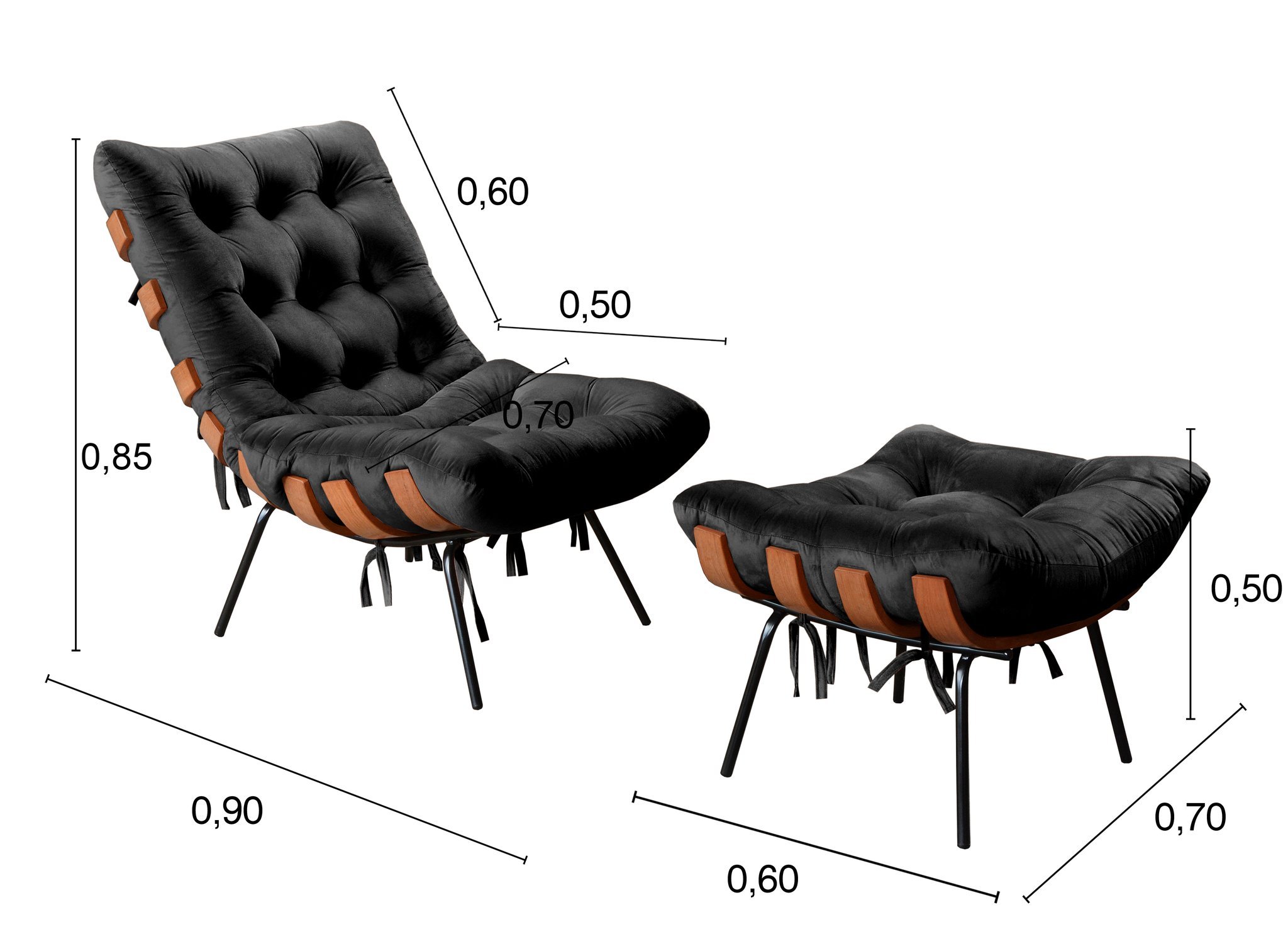 Poltrona Costela com Puff Base Fixa para Sala, Quarto - 3