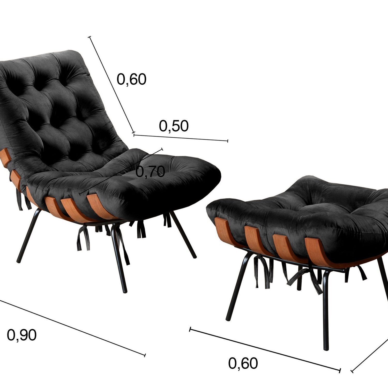 Poltrona Costela com Puff Base Fixa para Sala, Quarto - 3