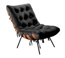 Ver imagem 4 de Poltrona Costela com Puff Base Fixa para Sala, Quarto Preto