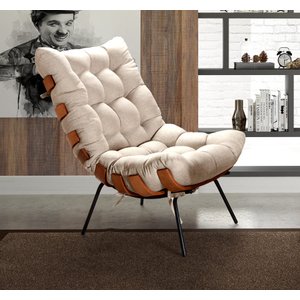 Poltrona Costela Base Fixa para Sala de Estar Quarto