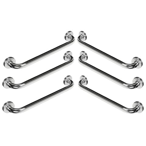 Barra Alça Apoio 50cm Aço Inox Segurança Kit 6 Uni Idoso Pcd Acessibilidade Gestante Escada Corredor