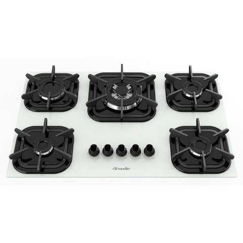 Cooktop 5 Bocas a Gás Mueller G4 Tripla Chama Branco Bivolt