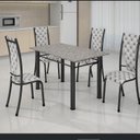 Ver imagem 1 de Conjunto Mesa Tubular com 4 Cadeiras Monaco Prata/Matelado/Cinza Ocrê