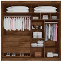 Ver imagem 3 de Guarda Roupa Solteiro 100% MDF 4 Portas 3 Gavetas Aurora - Móveis Europa - Braúna/Off White