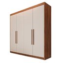 Ver imagem 2 de Guarda Roupa Solteiro 100% MDF 4 Portas 3 Gavetas Aurora - Móveis Europa - Braúna/Off White