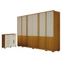 Ver imagem 1 de Guarda Roupa Casal Urban 6 Portas com Cômoda São Paulo 6 Gavetas 2 Portas Cinamomo Off White – Leife