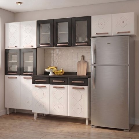 Cozinha Compacta 4 Peças 14 Portas 3 Gavetas 280cm com Tampo