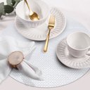 Ver imagem 1 de 4 Jogo Americano Redondo Cestaria Branco Impermeável Pvc