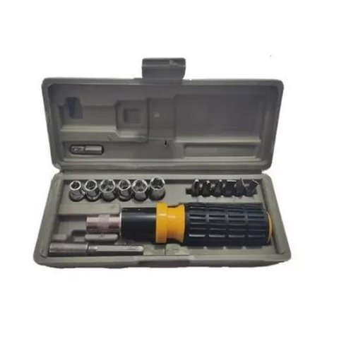 Jogo Chave Reversivel Soquetes Bits + Case 15 Pcs