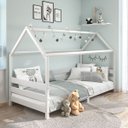 Ver imagem 1 de Cama Montessoriana Madeira Maciça Casa com Estrado Fina Branco Idimex