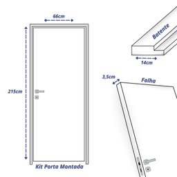 Kit Porta de Madeira Lisa Imbuia 210x62cm Batente 14cm Uniportas - 4