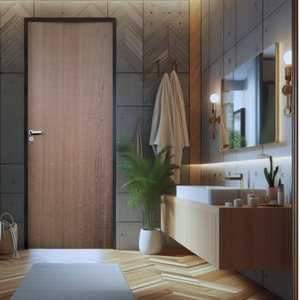 Kit Porta de Madeira Lisa Imbuia 210x62cm Batente 14cm Uniportas
