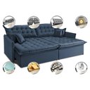 Ver imagem 3 de Sofá Sem Caixa Retrátil e Reclinável 1,55m Cama inBox Versátil Suede Velusoft Azul