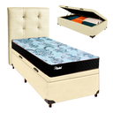 Ver imagem 1 de Conjunto Cama Box Bau Bege Solteiro + Colchão Molas Ensacadas Life Gold Paropas + Cabeceira
