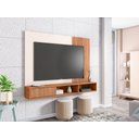 Ver imagem 4 de Painel Suspenso para Tv até 55 Polegadas Moderno Ripado Rack Premium Quarto e Sala Freijo/off White
