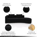 Ver imagem 3 de Sofá Curvo Decorativo Kimiko 287cm 2 Lugares Sala de Estar com Chaise Veludo Preto G52 - Gran Belo