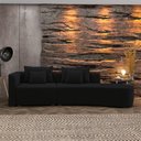 Ver imagem 2 de Sofá Curvo Decorativo Kimiko 287cm 2 Lugares Sala de Estar com Chaise Veludo Preto G52 - Gran Belo