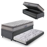 Bicama Box Baú 88x188 Linho Cinza com Colchão Orthosono Espuma D33 Anjos - 1
