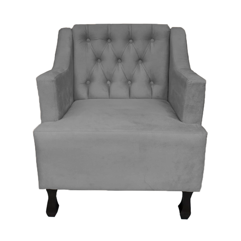 Poltrona Cadeira Decorativa Para Sala E Recepção Genesis Cinza -LM DECOR