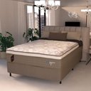 Ver imagem 3 de Cama Box Casal Queen Colchão Molas Ensacadas Guarda Costas Alameda 158x198x68cm Suede Marrom/branco