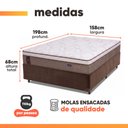 Ver imagem 4 de Cama Box Casal Queen Colchão Molas Ensacadas Guarda Costas Alameda 158x198x68cm Suede Marrom/Branco