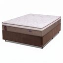 Ver imagem 1 de Cama Box Casal Queen Colchão Molas Ensacadas Guarda Costas Alameda 158x198x68cm Suede Marrom/Branco