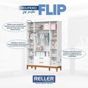Ver imagem 3 de Dormitório Infantil Flip Guarda Roupa 4 Portas, Cômoda 4 Gavetas e Berço Branco Fosco - Reller M