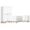 Ver imagem 1 de Dormitório Infantil Flip Guarda Roupa 4 Portas, Cômoda 4 Gavetas e Berço Branco Fosco - Reller M