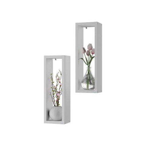 Kit Nicho Decorativo Stella Branco para Sala Hall 40 X 10cm