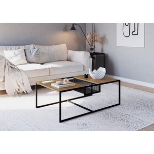 Mesa de Centro York 100x60cm Estilo Industrial 27905 Artesano - Hanover/preto