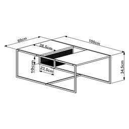 Mesa de Centro York 100x60cm Estilo Industrial 27905 Artesano - Hanover/preto - 5