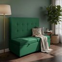 Ver imagem 1 de Canto Alemão Recamier Bau + Painel Madri 140cm Veludo Verde - Inova Decor